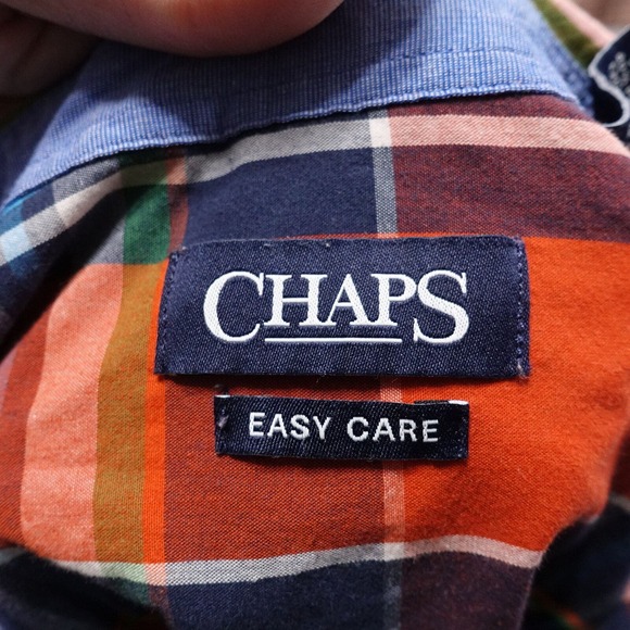 CHAPS EASY CARE LONG SLEEVE PLAID BUTTON DOWN SHIRT MENS L - Picture 6 of 7